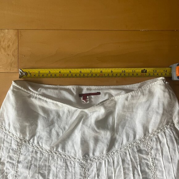 Tapemeasure White Linen Intricate Prairie Style Pleated Maxi Skirt Size 8 - Picture 8 of 14